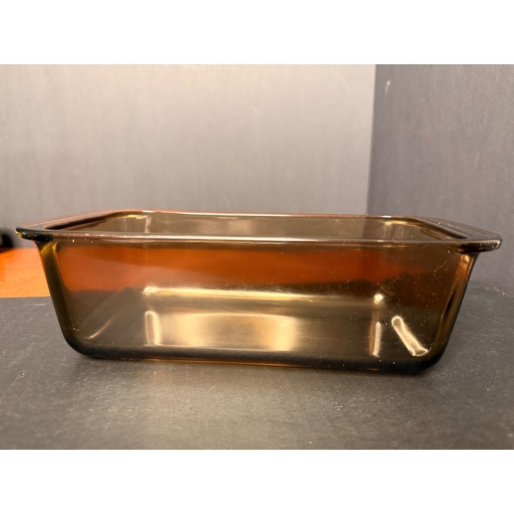 Vintage Pyrex Visions Amber Glass Loaf Pan 213 1.5qt Brown Baking Dish USA